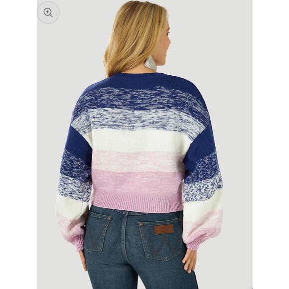 Wrangler Retro Abbey Crop Sweater Womens XL Balloon Sleeve Relaxed Festival - Picture 2 of 12